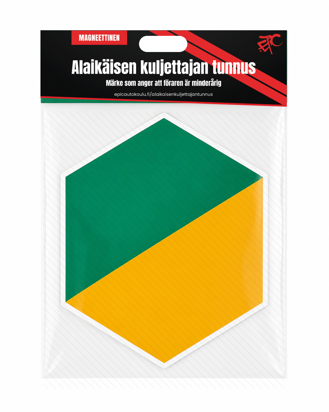 Alaikäisen kuljettajan tunnus – magneetti Ø 15 cm | toimitus kirjekuoressa
